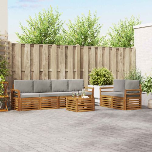 Комплект дивани за открито 7 pcs Естествено и светло сиво