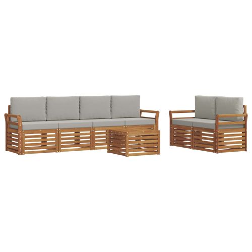 Комплект дивани за открито 7 pcs Естествено и светло сиво