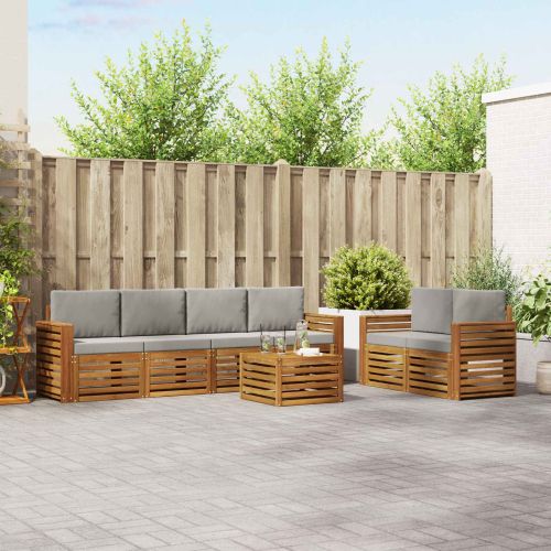 Комплект дивани за открито 7 pcs Естествено и светло сиво