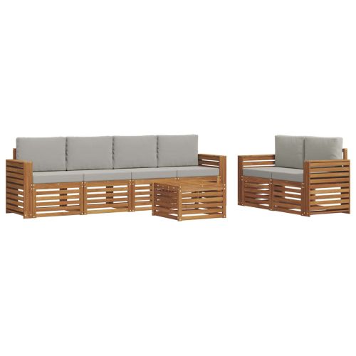 Комплект дивани за открито 7 pcs Естествено и светло сиво
