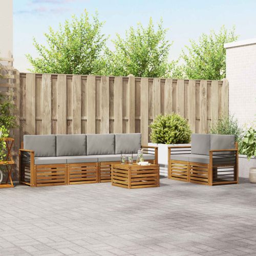 Комплект дивани за открито 7 pcs Естествено и светло сиво