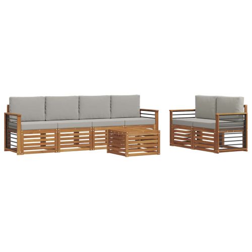 Комплект дивани за открито 7 pcs Естествено и светло сиво