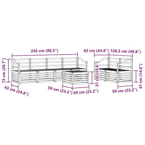 Комплект дивани за открито 7 pcs Естествен