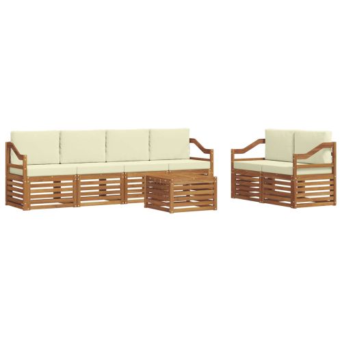 Комплект дивани за открито 7 pcs Натурален и Крема