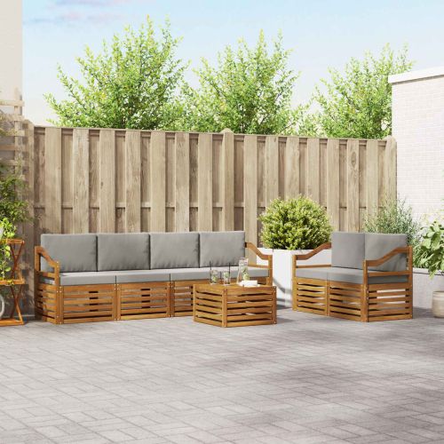 Комплект дивани за открито 7 pcs Естествено и светло сиво