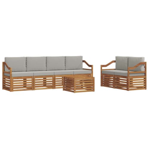 Комплект дивани за открито 7 pcs Естествено и светло сиво