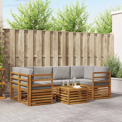 Комплект дивани за открито 7 pcs Естествено и светло сиво