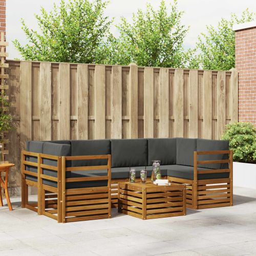 Комплект дивани за открито 7 pcs Натурален и Антрацит