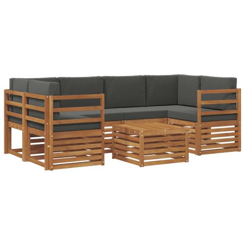 Комплект дивани за открито 7 pcs Натурален и Антрацит