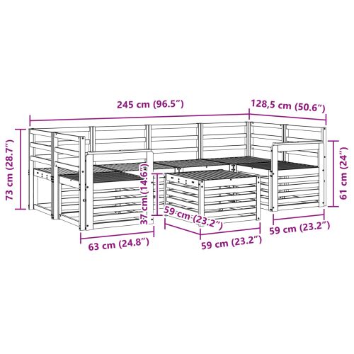 Комплект дивани за открито 7 pcs Естествен
