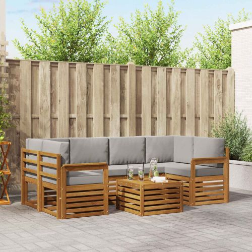 Комплект дивани за открито 7 pcs Естествено и светло сиво