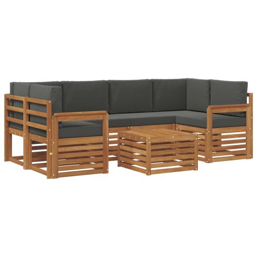 Комплект дивани за открито 7 pcs Натурален и Антрацит