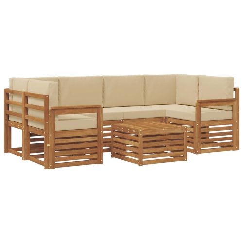 Комплект дивани за открито 7 pcs Натурален и Бежов