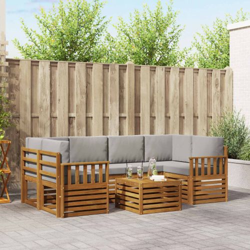 Комплект дивани за открито 7 pcs Естествено и светло сиво