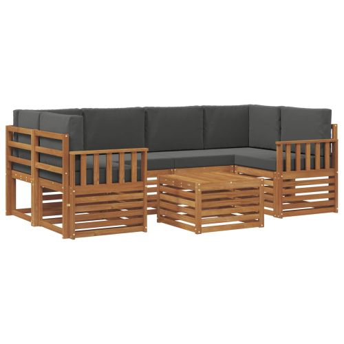 Комплект дивани за открито 7 pcs Натурален и Антрацит