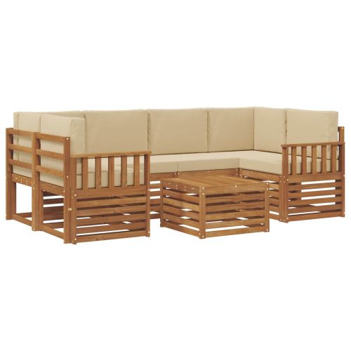 Комплект дивани за открито 7 pcs Натурален и Бежов