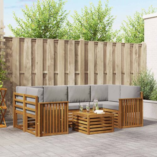 Комплект дивани за открито 7 pcs Естествено и светло сиво