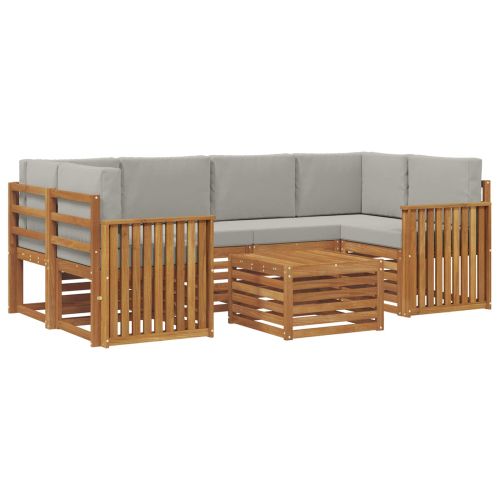 Комплект дивани за открито 7 pcs Естествено и светло сиво