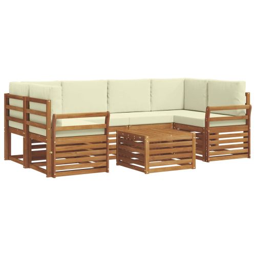 Комплект дивани за открито 7 pcs Натурален и Крема