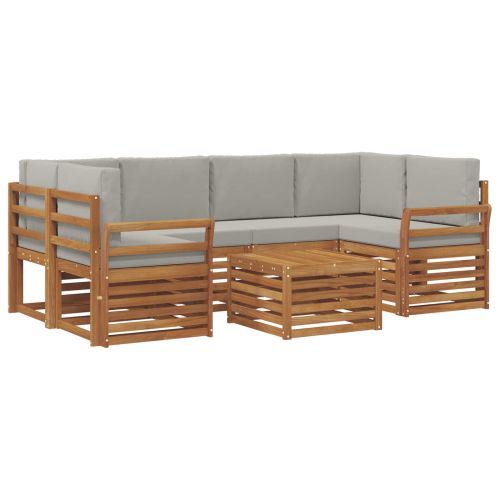 Комплект дивани за открито 7 pcs Естествено и светло сиво