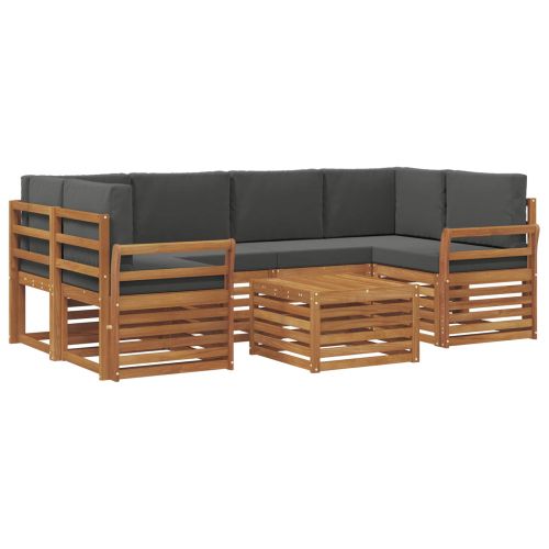 Комплект дивани за открито 7 pcs Натурален и Антрацит