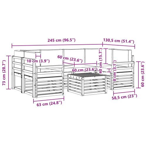 Комплект дивани за открито 7 pcs Натурален и Бежов
