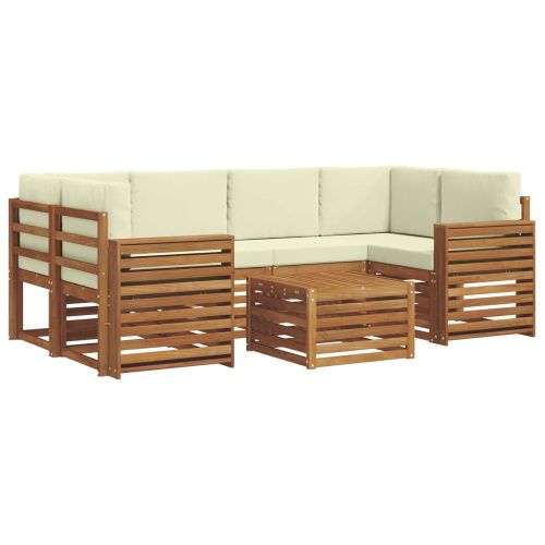 Комплект дивани за открито 7 pcs Натурален и Крема