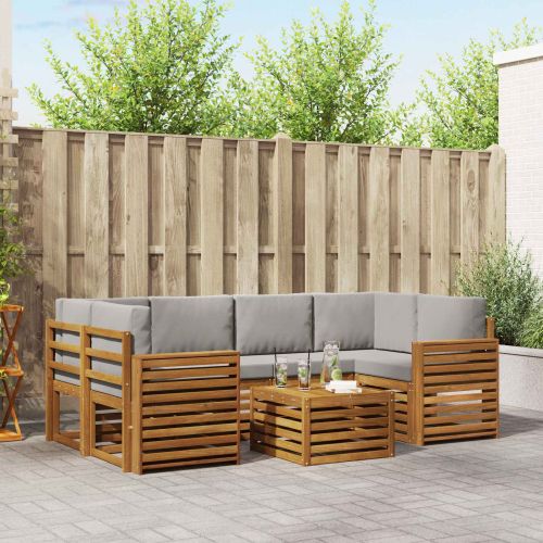 Комплект дивани за открито 7 pcs Естествено и светло сиво