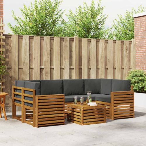 Комплект дивани за открито 7 pcs Натурален и Антрацит