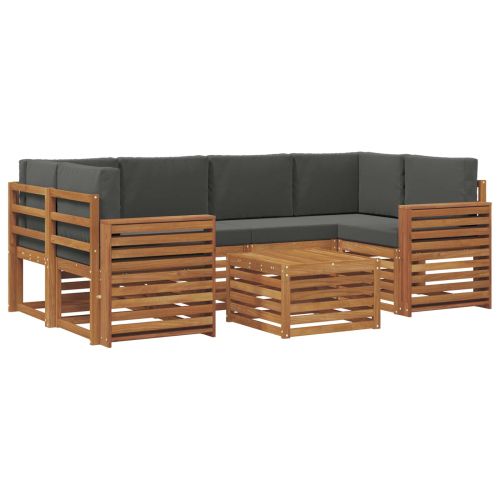 Комплект дивани за открито 7 pcs Натурален и Антрацит