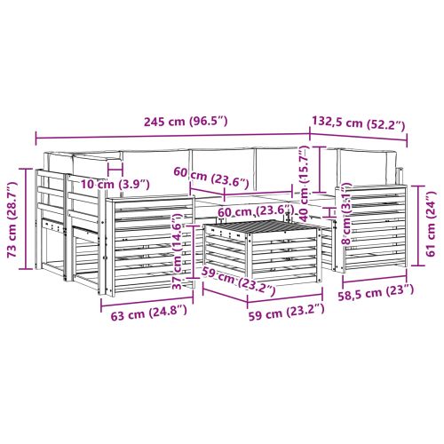 Комплект дивани за открито 7 pcs Натурален и Бежов