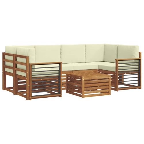 Комплект дивани за открито 7 pcs Натурален и Крема