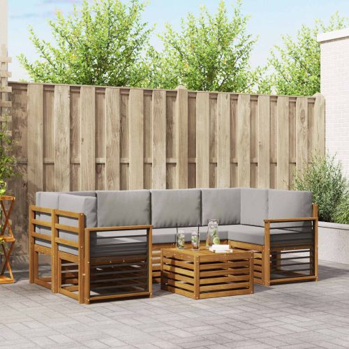 Комплект дивани за открито 7 pcs Естествено и светло сиво