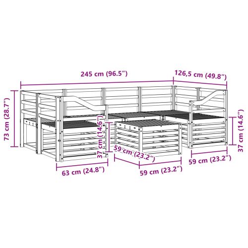 Комплект дивани за открито 7 pcs Естествен