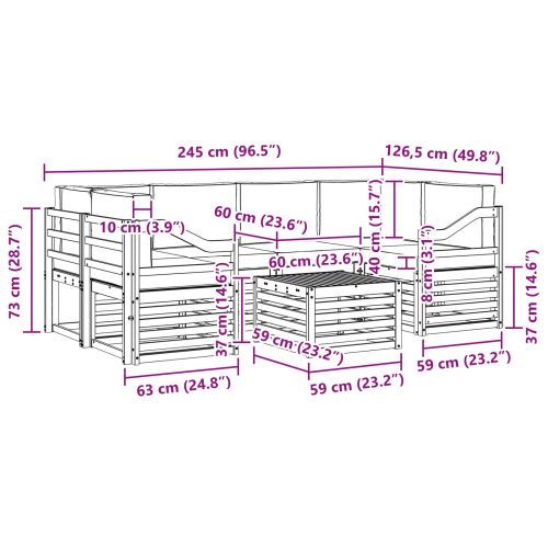Комплект дивани за открито 7 pcs Натурален и Крема
