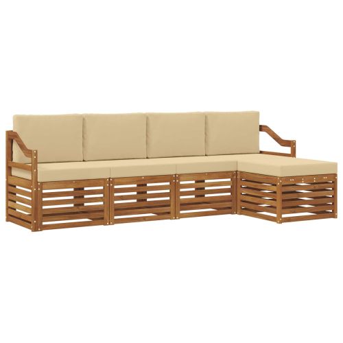 Комплект дивани за открито 5 pcs Натурален и Бежов