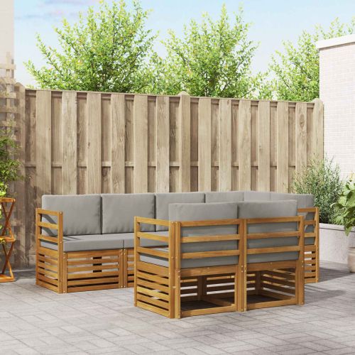 Комплект секционен диван 7 pcs Естествено и светло сиво