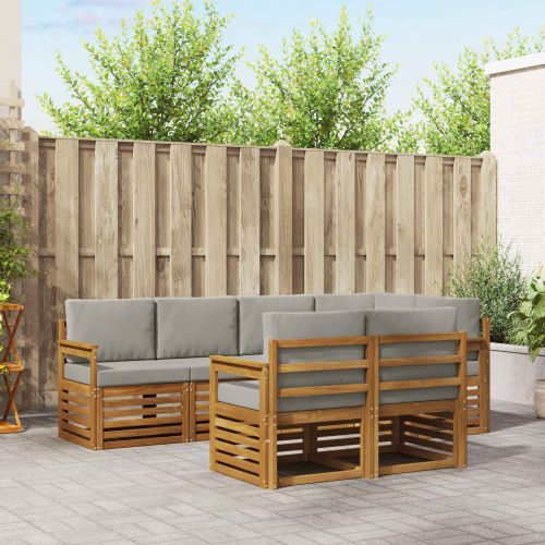 Комплект секционен диван 7 pcs Естествено и светло сиво