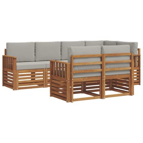 Комплект секционен диван 7 pcs Естествено и светло сиво