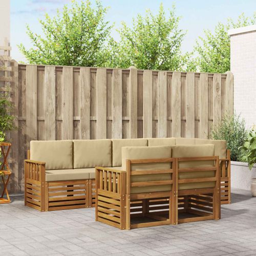 Комплект секционен диван с възглавница 7 pcs Натурален и Бежов