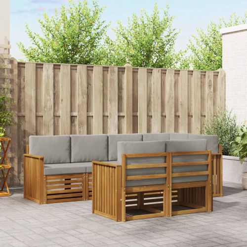 Комплект секционен диван 7 pcs Естествено и светло сиво