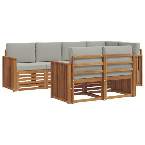 Комплект секционен диван 7 pcs Естествено и светло сиво