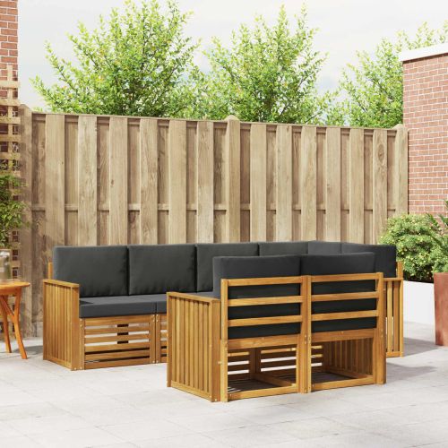 Комплект секционен диван 7 pcs Натурален и Антрацит