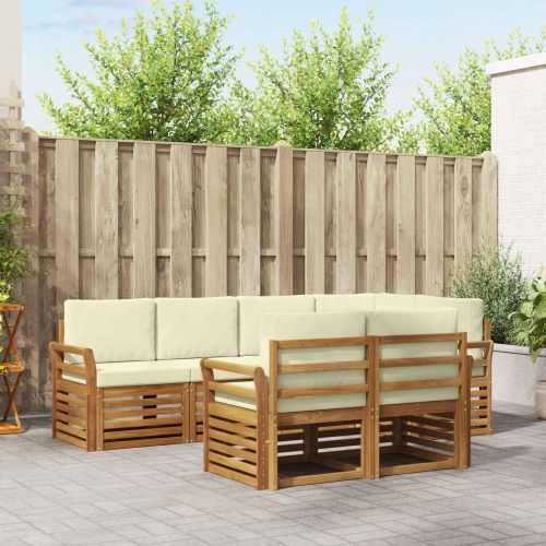 Комплект секционен диван с възглавница 7 pcs Натурален и Крема