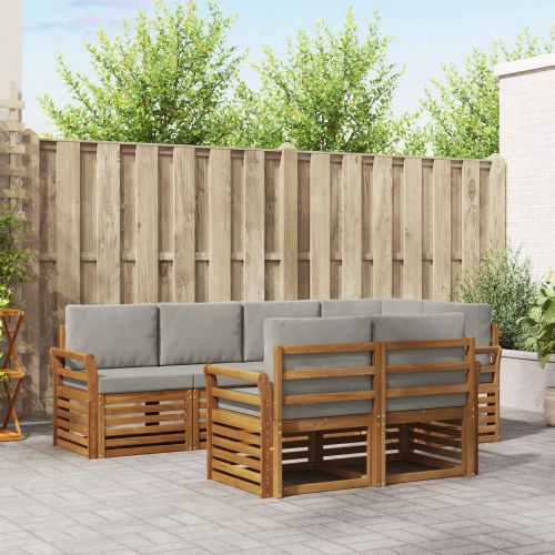 Комплект секционен диван 7 pcs Естествено и светло сиво