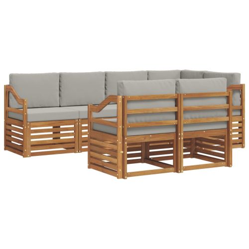 Комплект секционен диван 7 pcs Естествено и светло сиво