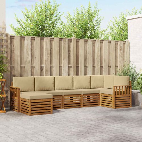 Комплект секционен диван с възглавница 7 pcs Натурален и Бежов