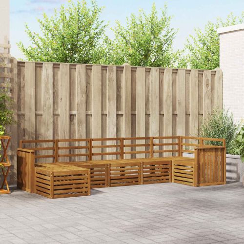 Комплект секционен диван 7 pcs Естествен Солидно акациево дърво