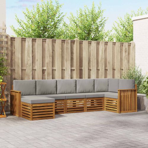 Комплект секционен диван 7 pcs Естествено и светло сиво