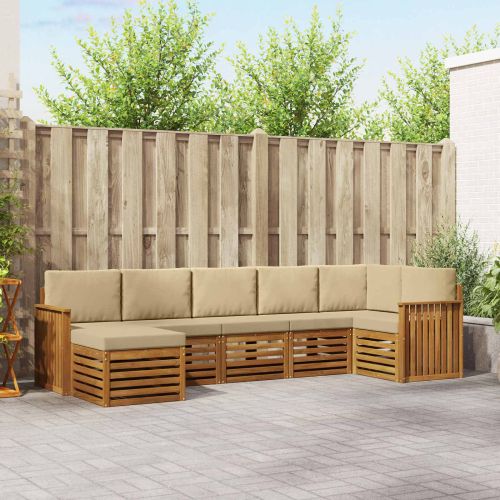 Комплект секционен диван с възглавница 7 pcs Натурален и Бежов